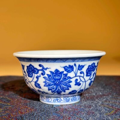 Blue and White Intertwining Lotus Tea Bowl