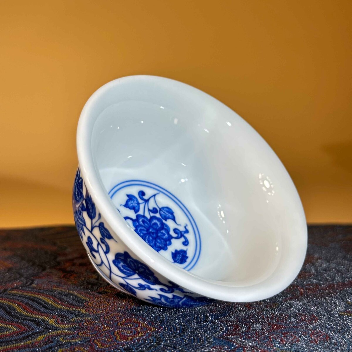 Blue and White Intertwining Lotus Tea Bowl