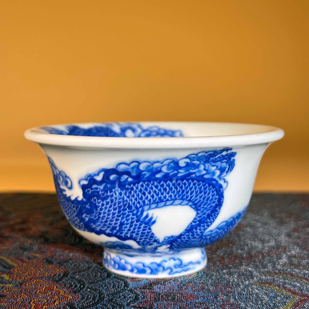 Blue and White Cloud Dragon Tea Bowl