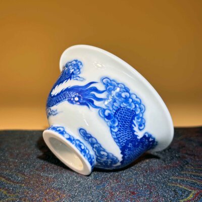 Blue and White Cloud Dragon Tea Bowl