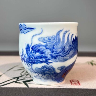 Blue and White Iron Red Dragon Pattern Cup