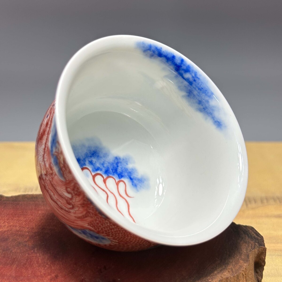 Blue & Red Dragon Porcelain Cup