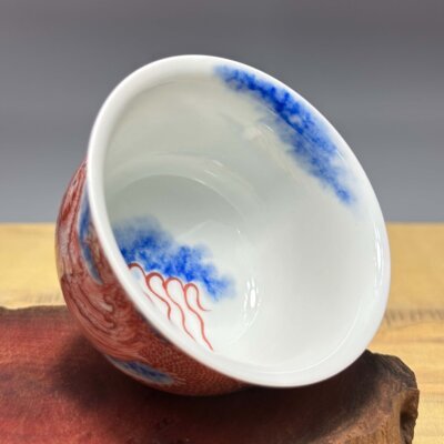 Blue & Red Dragon Porcelain Cup