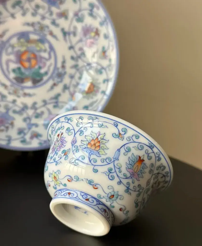 Handmade porcelain tea set, elegant floral patterns